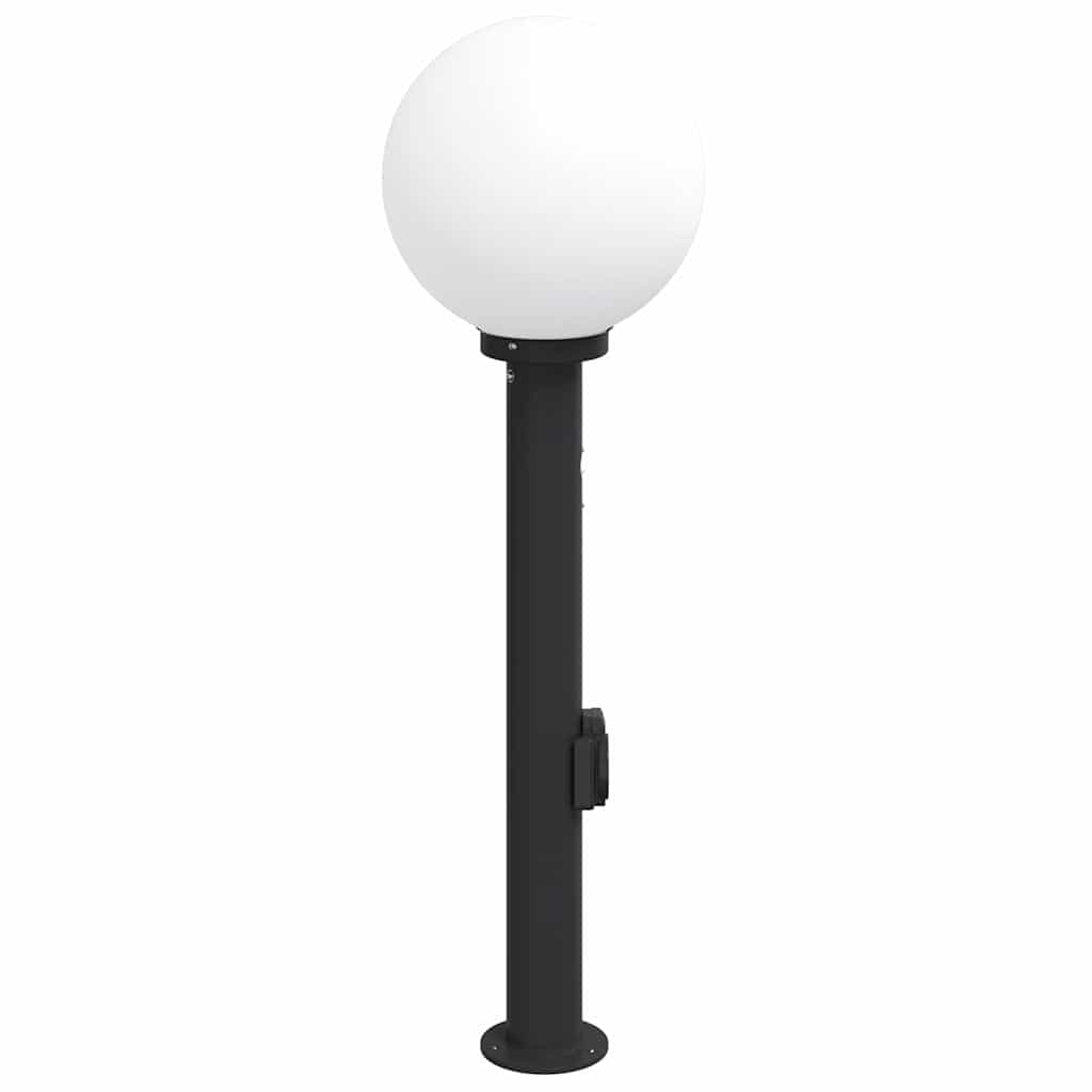 vidaXL Bollard Light with Sensor&Outlet 80 cm Black IP44