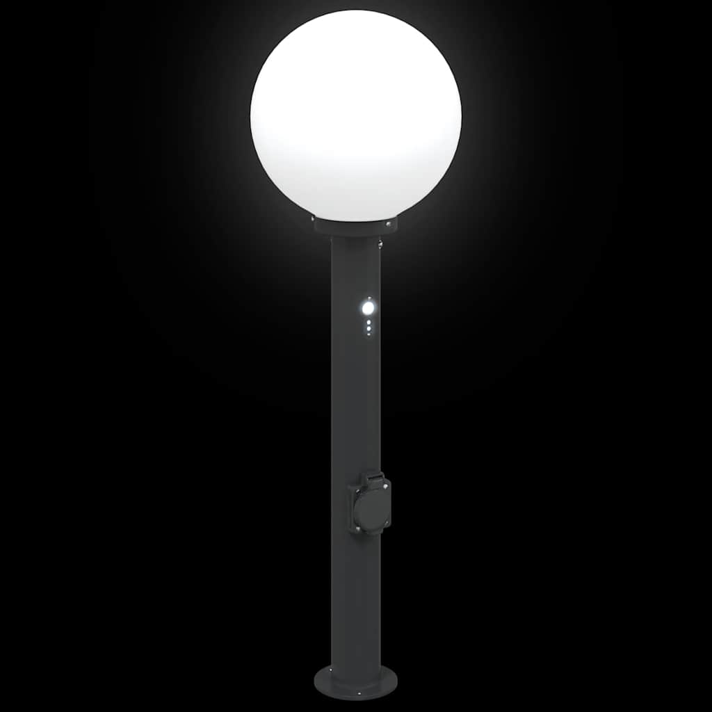 vidaXL Bollard Light with Sensor&Outlet 80 cm Black IP44