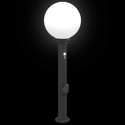 vidaXL Bollard Light with Sensor&Outlet 80 cm Black IP44