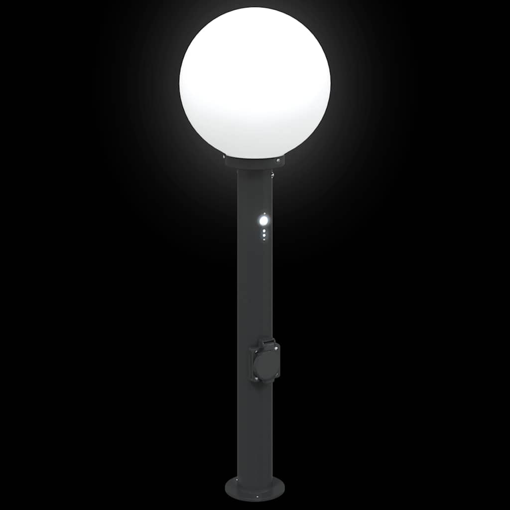 vidaXL Bollard Light with Sensor&Outlet 80 cm Black IP44