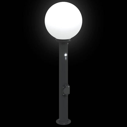 vidaXL Bollard Lights with Sensor&Outlet 3 pcs 80 cm Black IP44