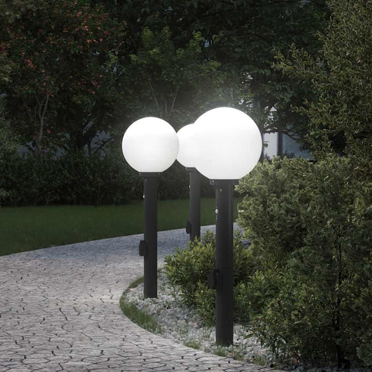 vidaXL Bollard Lights with Sensor&Outlet 3 pcs 80 cm Black IP44