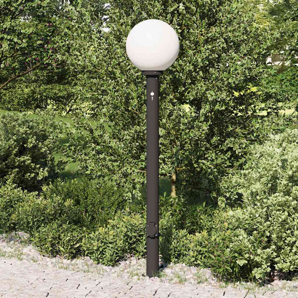 vidaXL Bollard Light with Sensor&Outlet 120 cm Black IP44