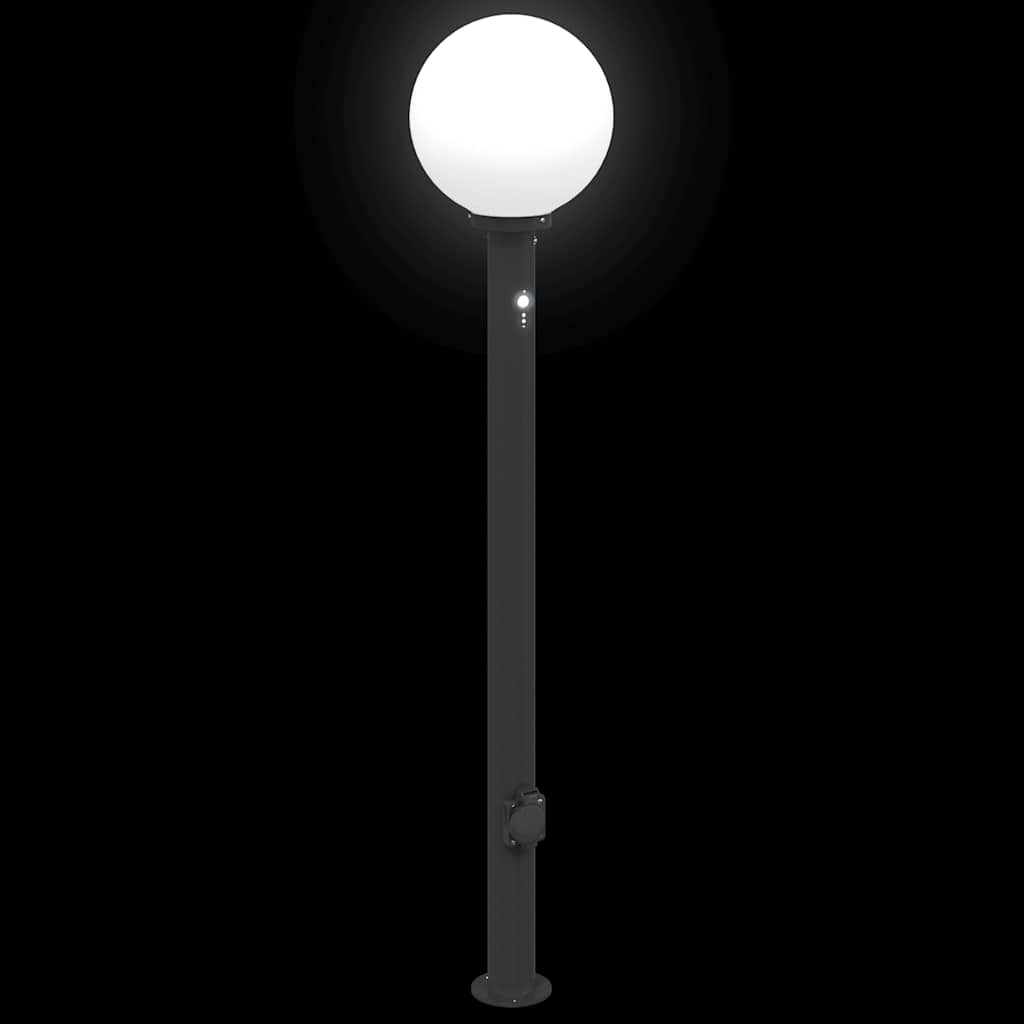 vidaXL Bollard Light with Sensor&Outlet 120 cm Black IP44