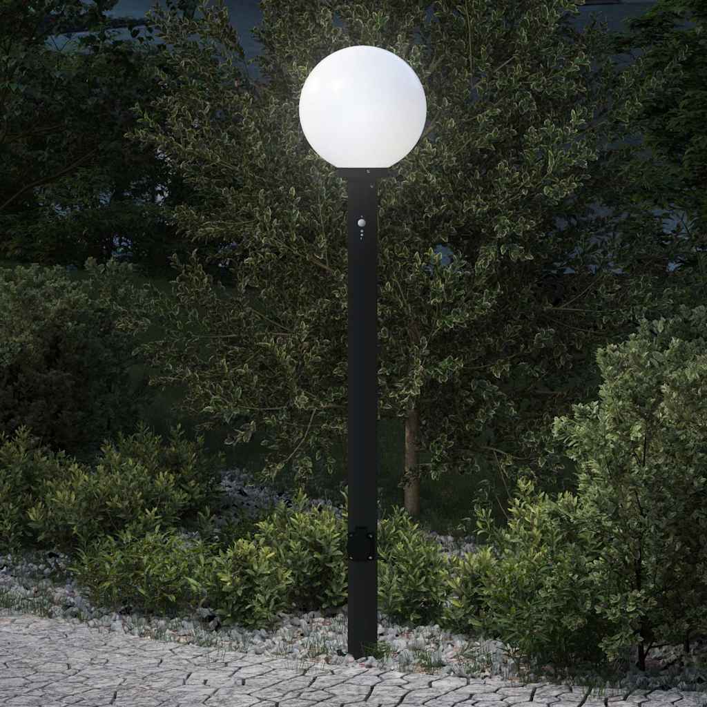vidaXL Bollard Light with Sensor&Outlet 120 cm Black IP44