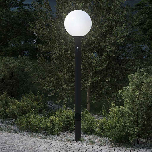 vidaXL Bollard Light with Sensor&Outlet 120 cm Black IP44