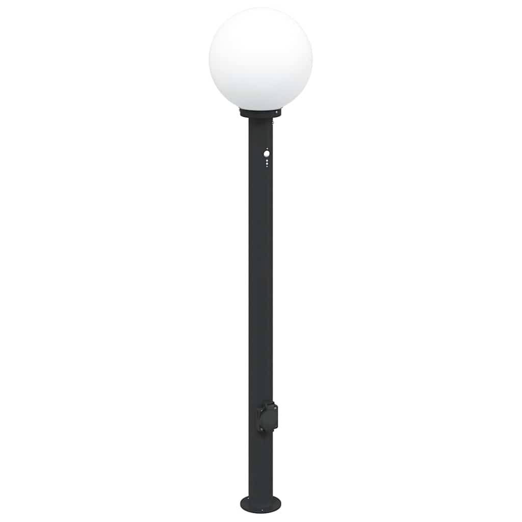 vidaXL Bollard Lights with Sensor&Outlet 3 pcs 120 cm Black IP44