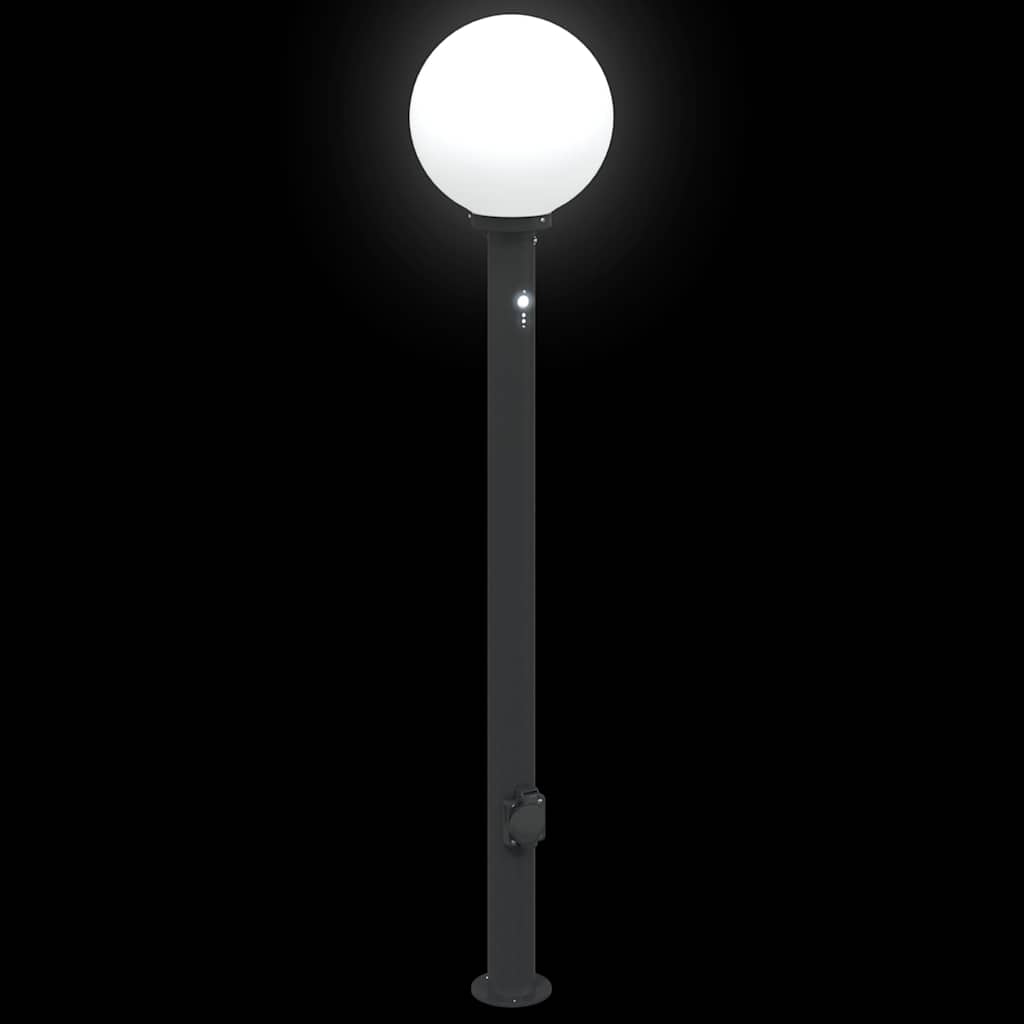vidaXL Bollard Lights with Sensor&Outlet 3 pcs 120 cm Black IP44