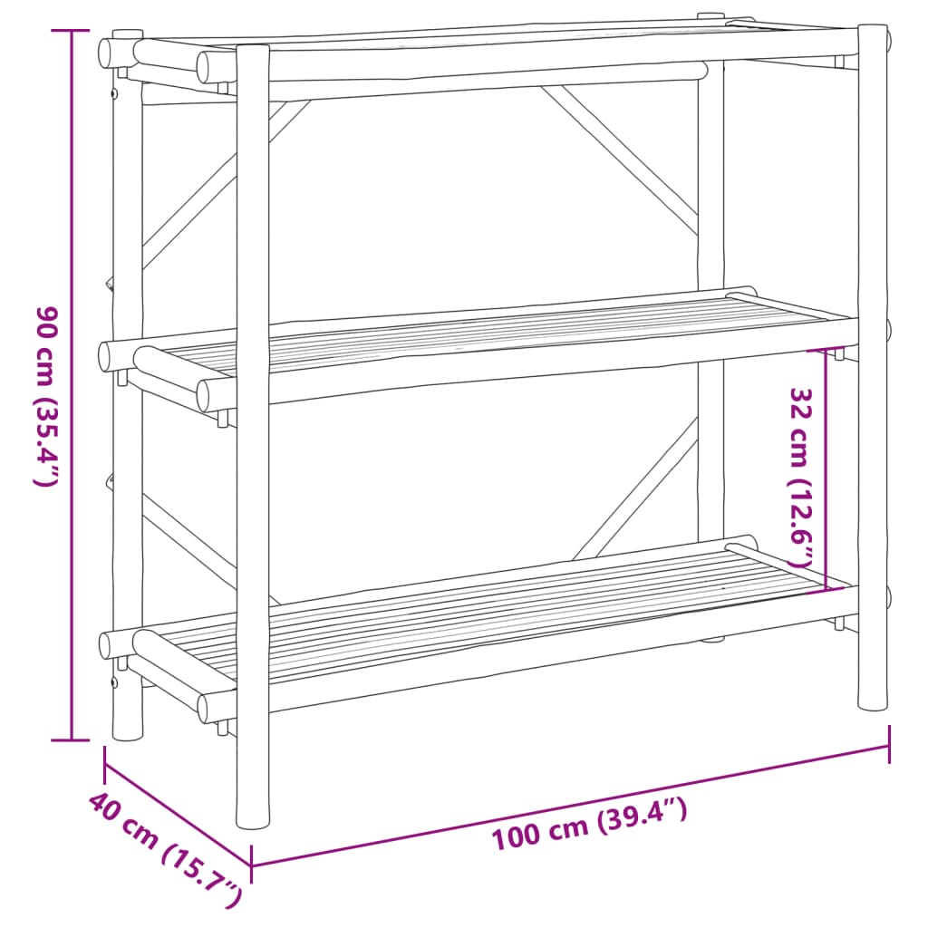 vidaXL 3-Layer Shelf 100x40x90 cm Bamboo