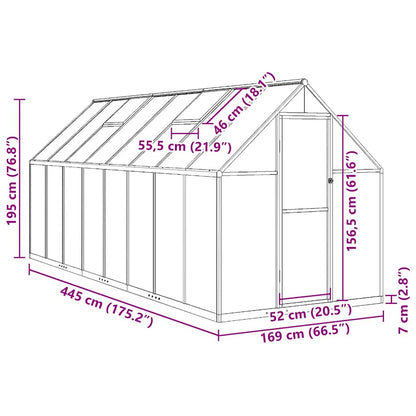 vidaXL Greenhouse with Base Frame Anthracite 445x169x195 cm Aluminium
