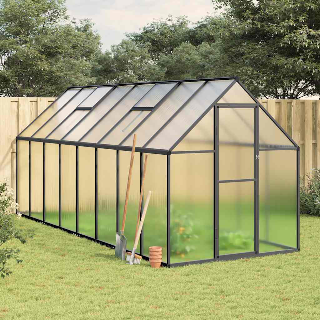 vidaXL Greenhouse with Base Frame Anthracite 445x169x195 cm Aluminium