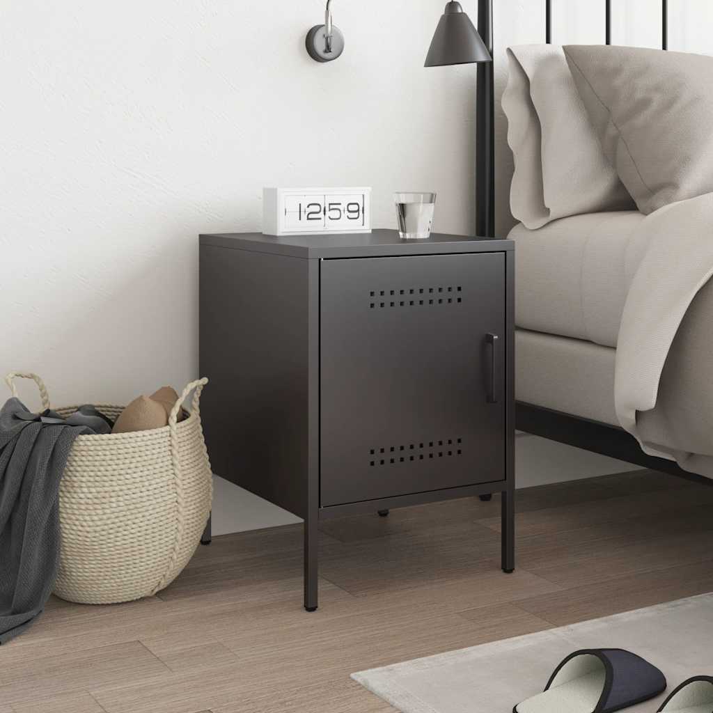 vidaXL Bedside Cabinet Black 36x39x50,5 cm Steel