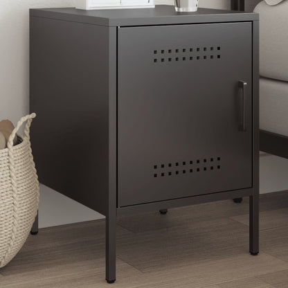 vidaXL Bedside Cabinet | Black | Steel | Small | Bedside Cabinet | Rectangular