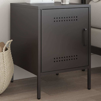vidaXL Bedside Cabinet Black 36x39x50,5 cm Steel