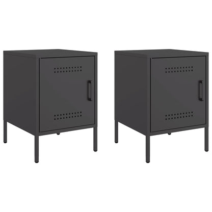 vidaXL Bedside Cabinets 2 pcs Black 36x39x50,5 cm Steel