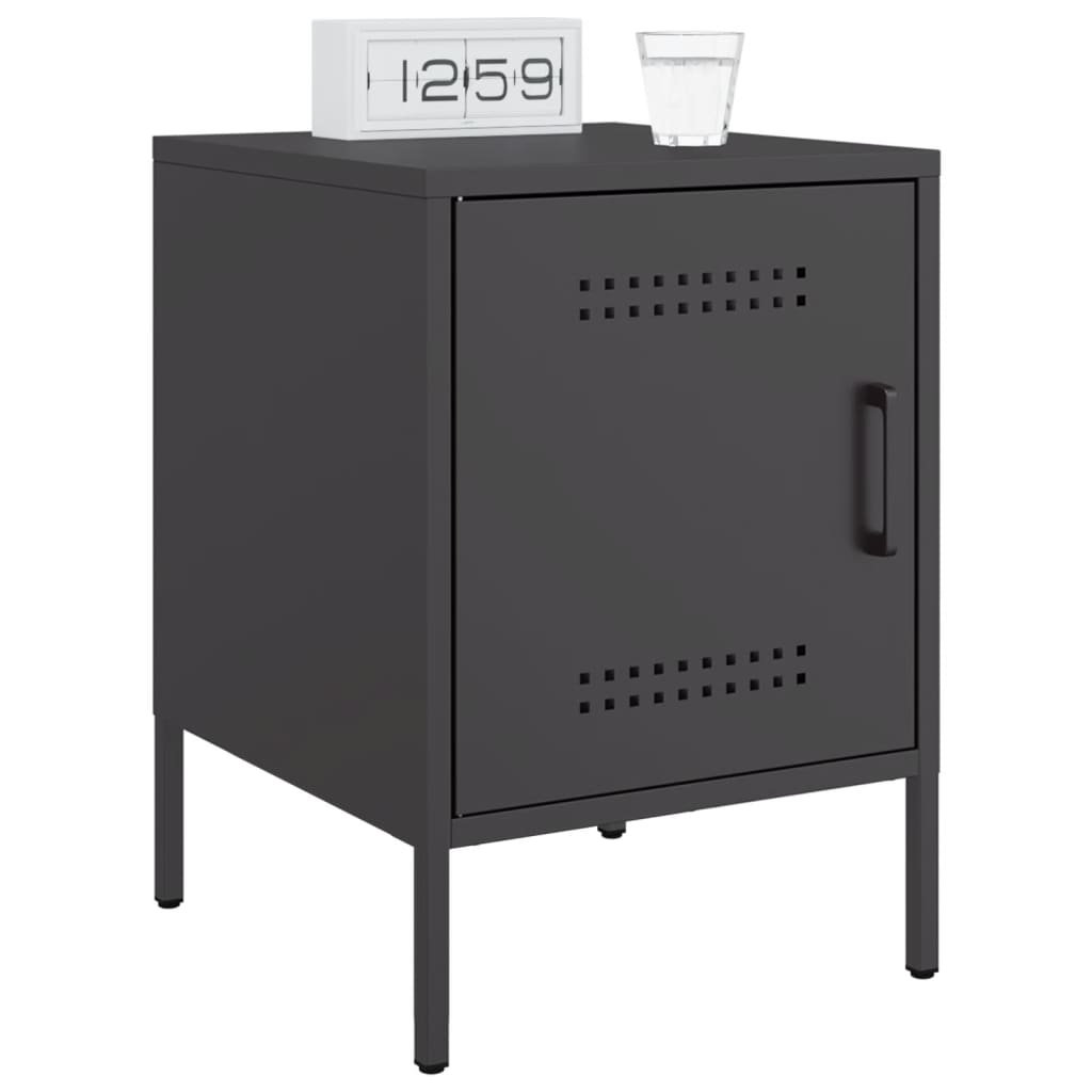 vidaXL Bedside Cabinets 2 pcs Black 36x39x50,5 cm Steel