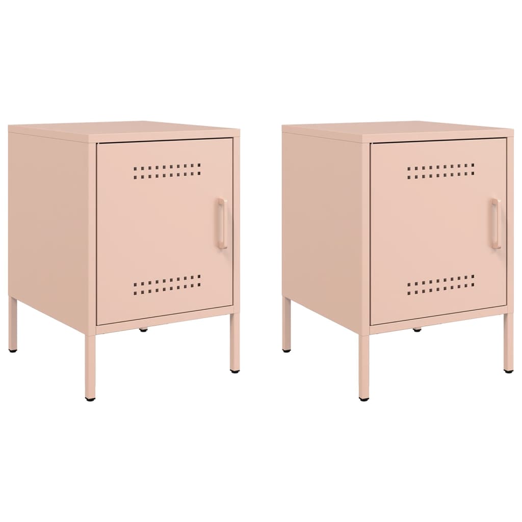 vidaXL Bedside Cabinets 2 pcs Pink 36x39x50.5 cm Steel