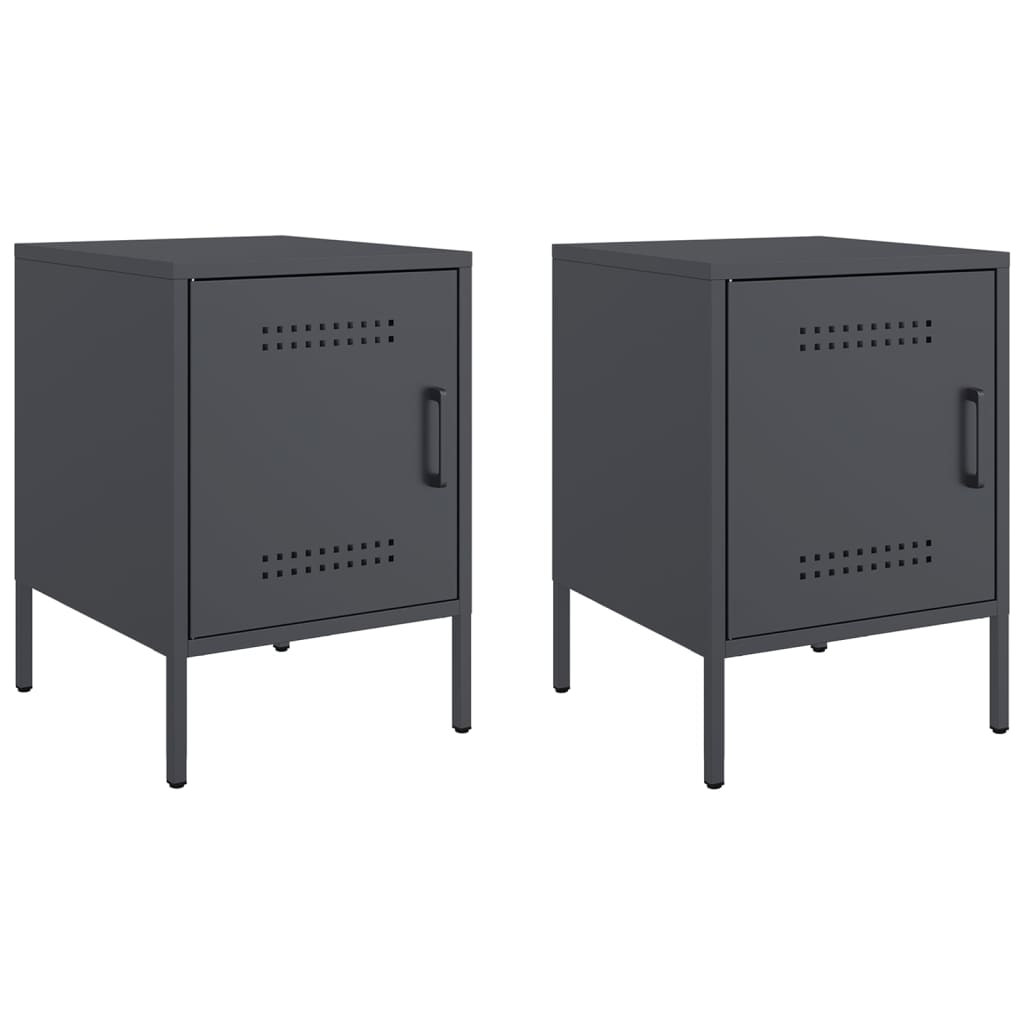 vidaXL Bedside Cabinets 2 pcs Anthracite 36x39x50,5 cm Steel