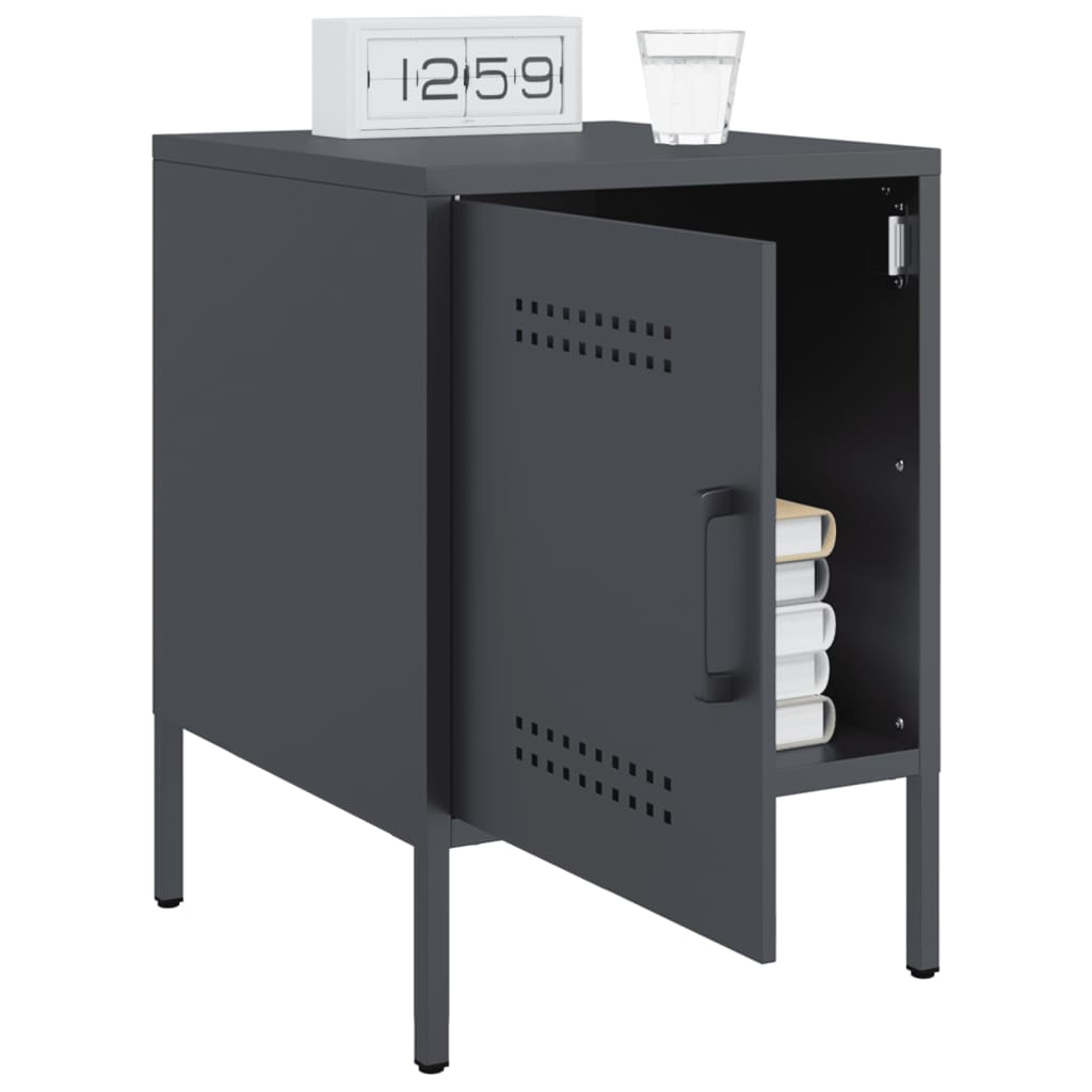 vidaXL Bedside Cabinets 2 pcs Anthracite 36x39x50,5 cm Steel