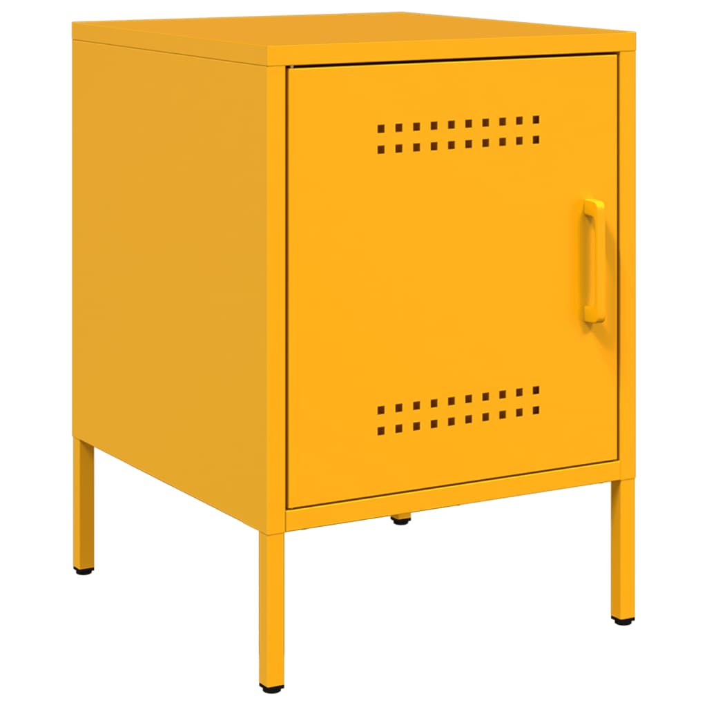 vidaXL Bedside Cabinet Mustard Yellow 36x39x50.5 cm Steel