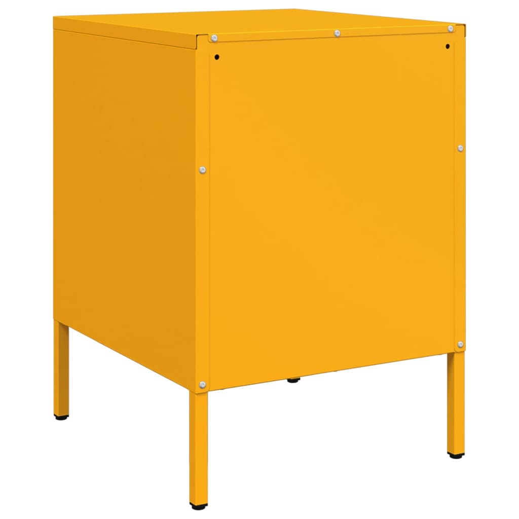 vidaXL Bedside Cabinet Mustard Yellow 36x39x50.5 cm Steel