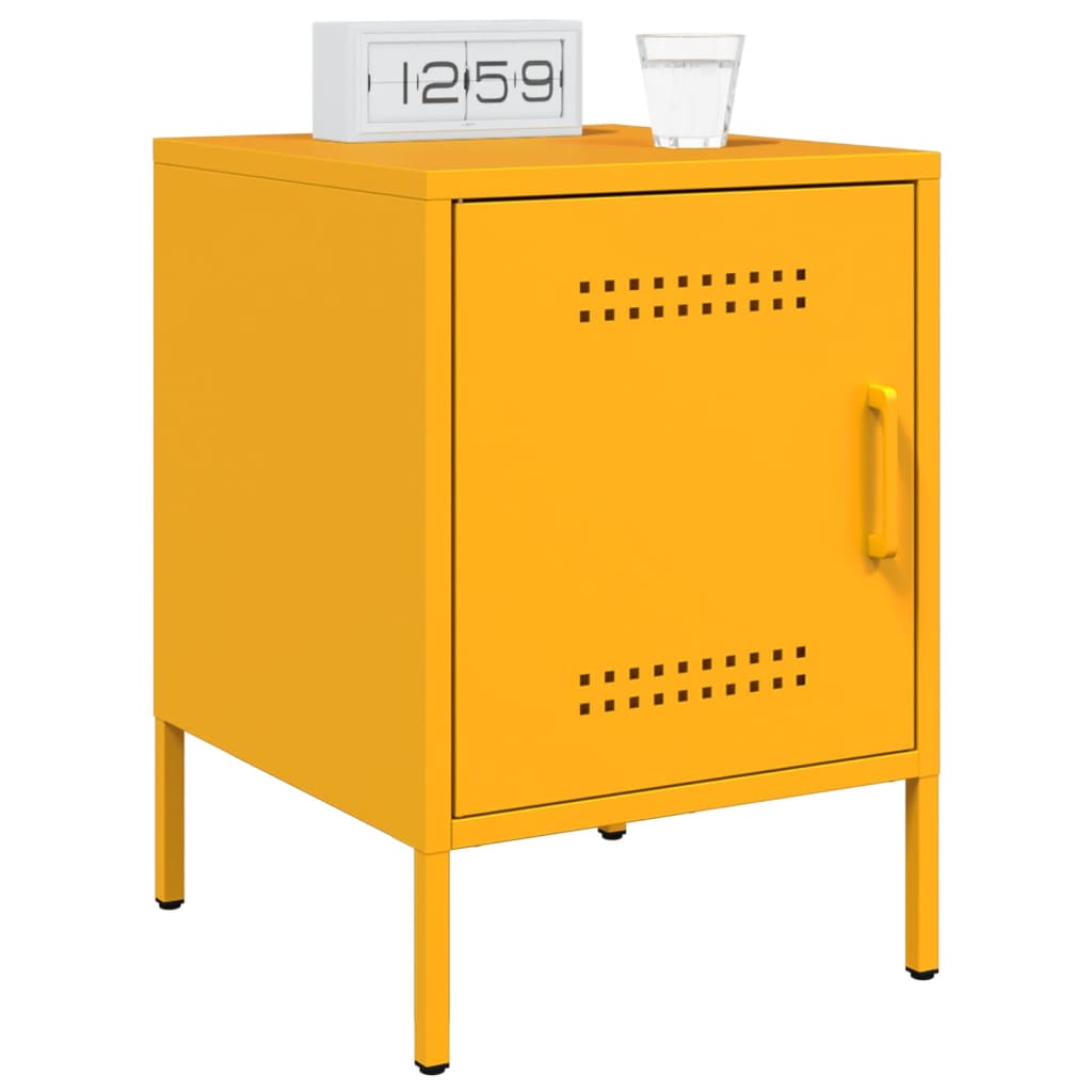 vidaXL Bedside Cabinets 2 pcs Mustard Yellow 36x39x50.5 cm Steel