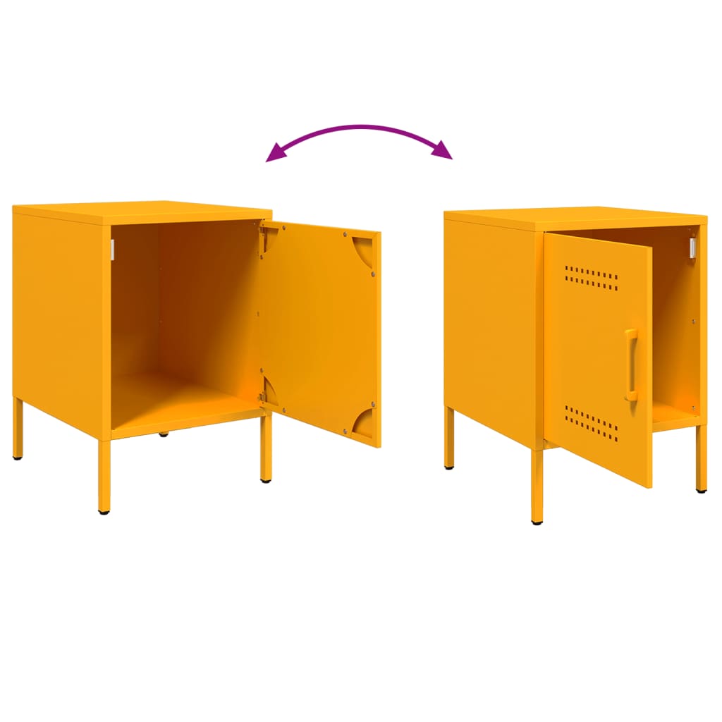 vidaXL Bedside Cabinets 2 pcs Mustard Yellow 36x39x50.5 cm Steel