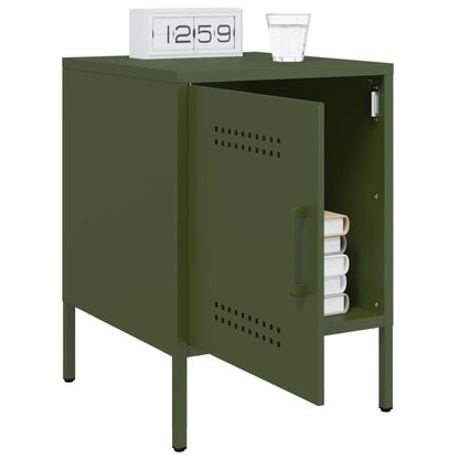vidaXL Bedside Cabinet Olive Green 36x39x50.5 cm Steel