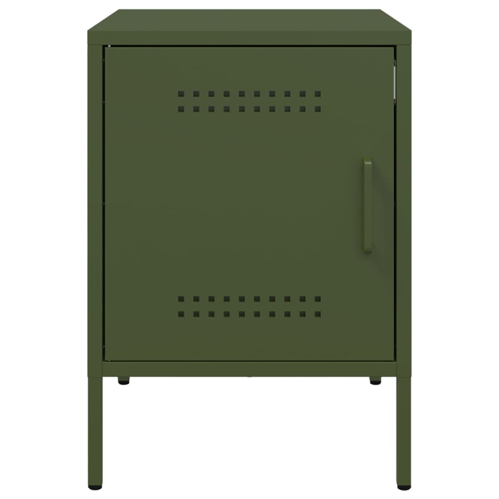 vidaXL Bedside Cabinet Olive Green 36x39x50.5 cm Steel
