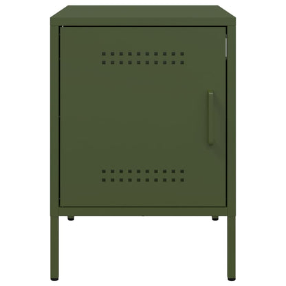 vidaXL Bedside Cabinet Olive Green 36x39x50.5 cm Steel