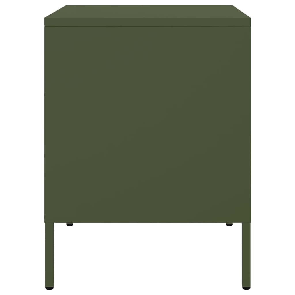 vidaXL Bedside Cabinet Olive Green 36x39x50.5 cm Steel