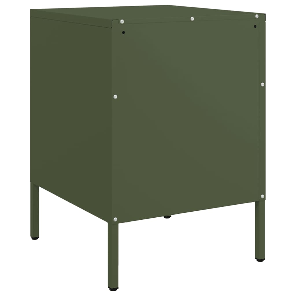 vidaXL Bedside Cabinet Olive Green 36x39x50.5 cm Steel