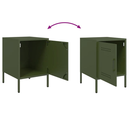 vidaXL Bedside Cabinet Olive Green 36x39x50.5 cm Steel