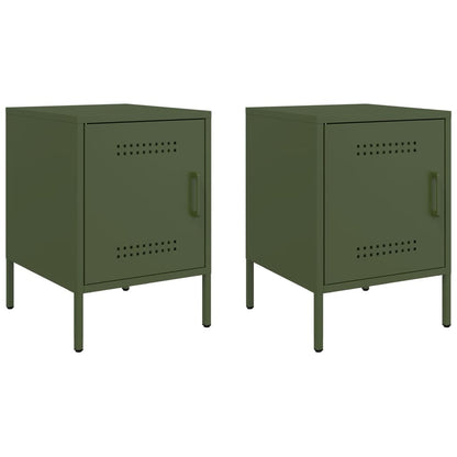 vidaXL Bedside Cabinets 2 pcs Olive Green 36x39x50,5 cm Steel