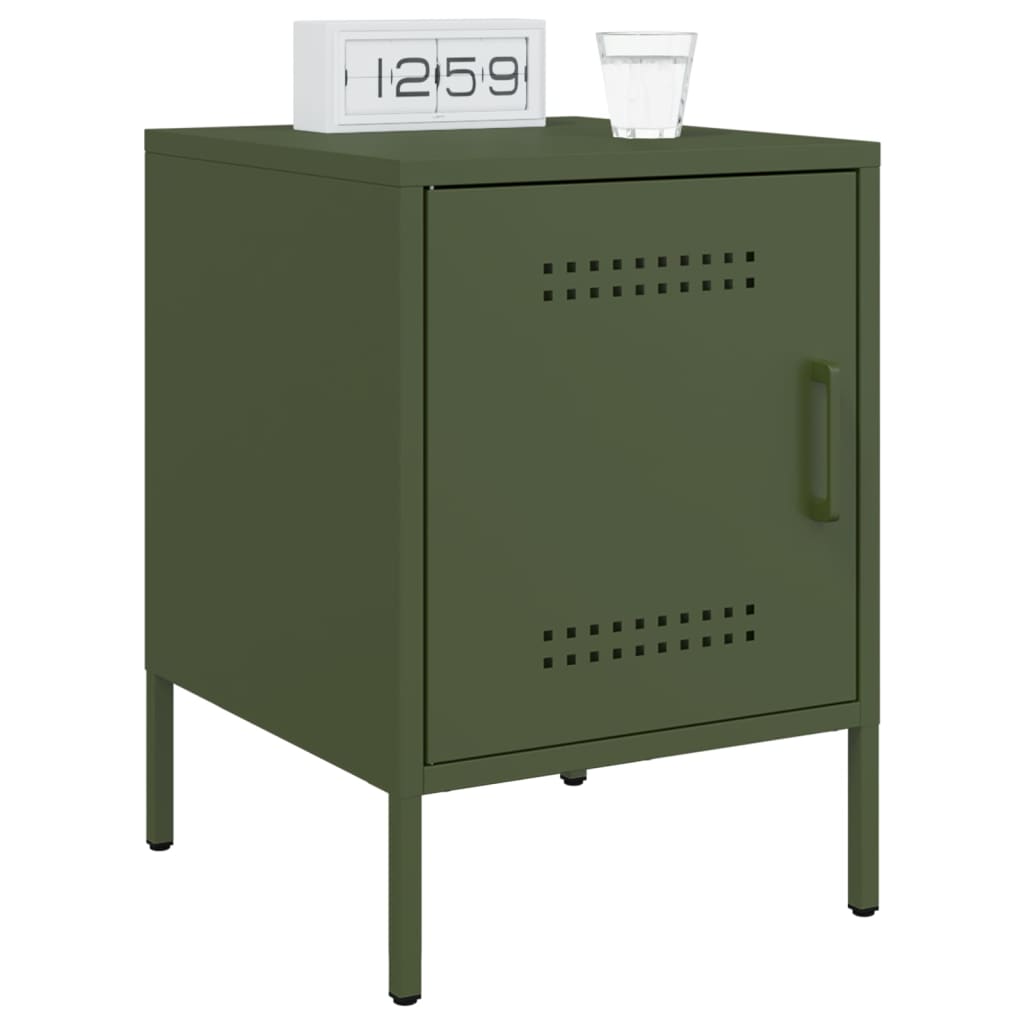 vidaXL Bedside Cabinets 2 pcs Olive Green 36x39x50,5 cm Steel