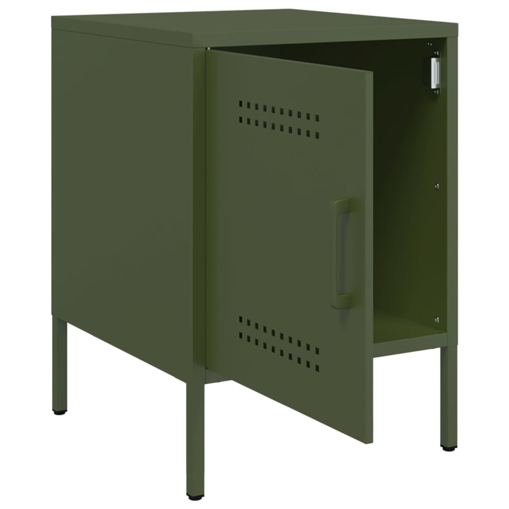 vidaXL Bedside Cabinets 2 pcs Olive Green 36x39x50,5 cm Steel