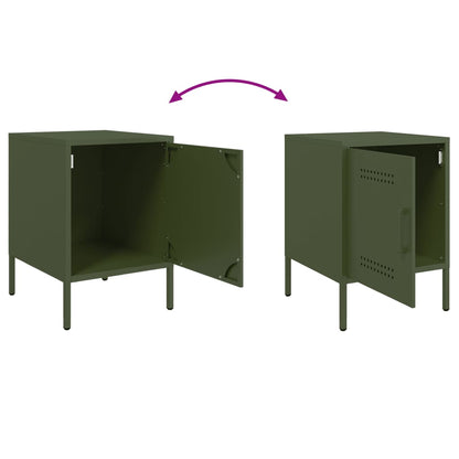 vidaXL Bedside Cabinets 2 pcs Olive Green 36x39x50,5 cm Steel