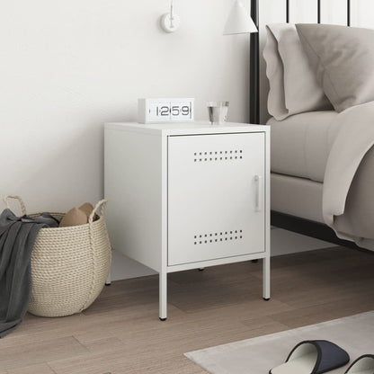 vidaXL Bedside Cabinet White 36x39x50,5 cm Steel