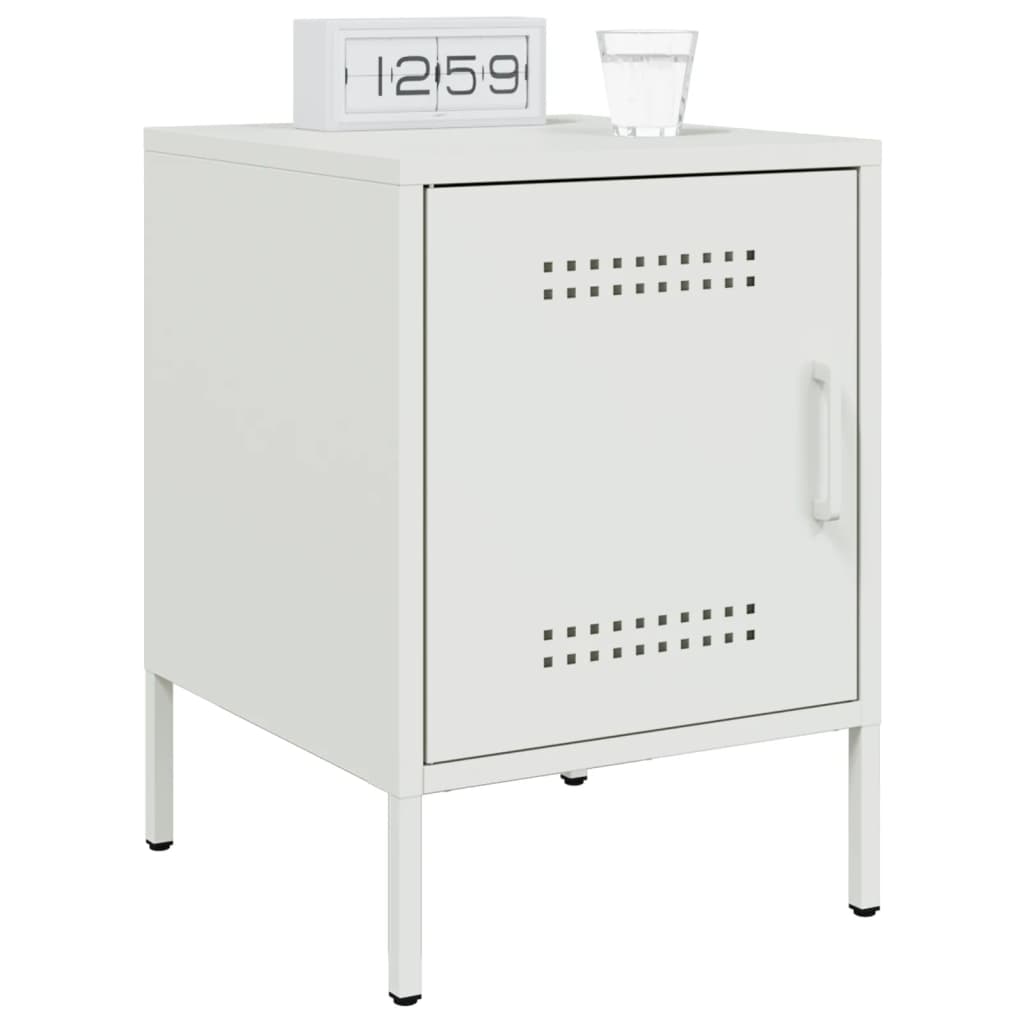 vidaXL Bedside Cabinet White 36x39x50,5 cm Steel