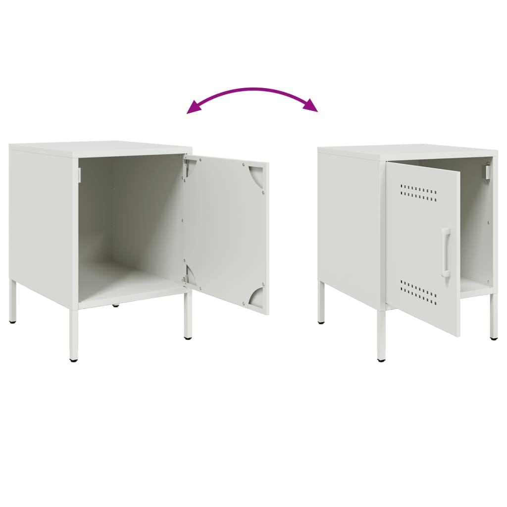 vidaXL Bedside Cabinet White 36x39x50,5 cm Steel