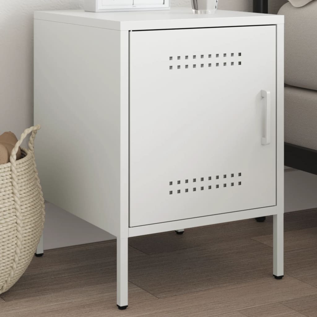 vidaXL Bedside Cabinet White 36x39x50,5 cm Steel