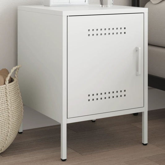 vidaXL Bedside Cabinet White 36x39x50,5 cm Steel