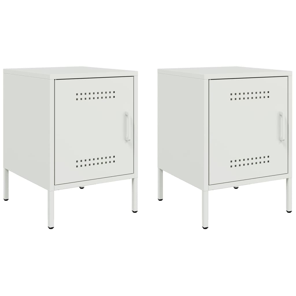vidaXL Bedside Cabinets 2 pcs White 36x39x50.5 cm Steel