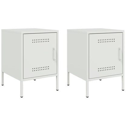 vidaXL Bedside Cabinets 2 pcs White 36x39x50.5 cm Steel
