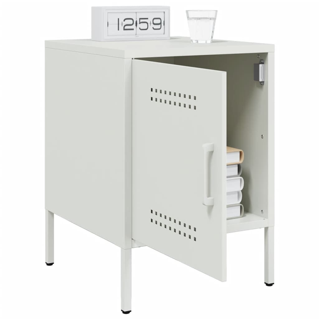 vidaXL Bedside Cabinets 2 pcs White 36x39x50,5 cm Steel