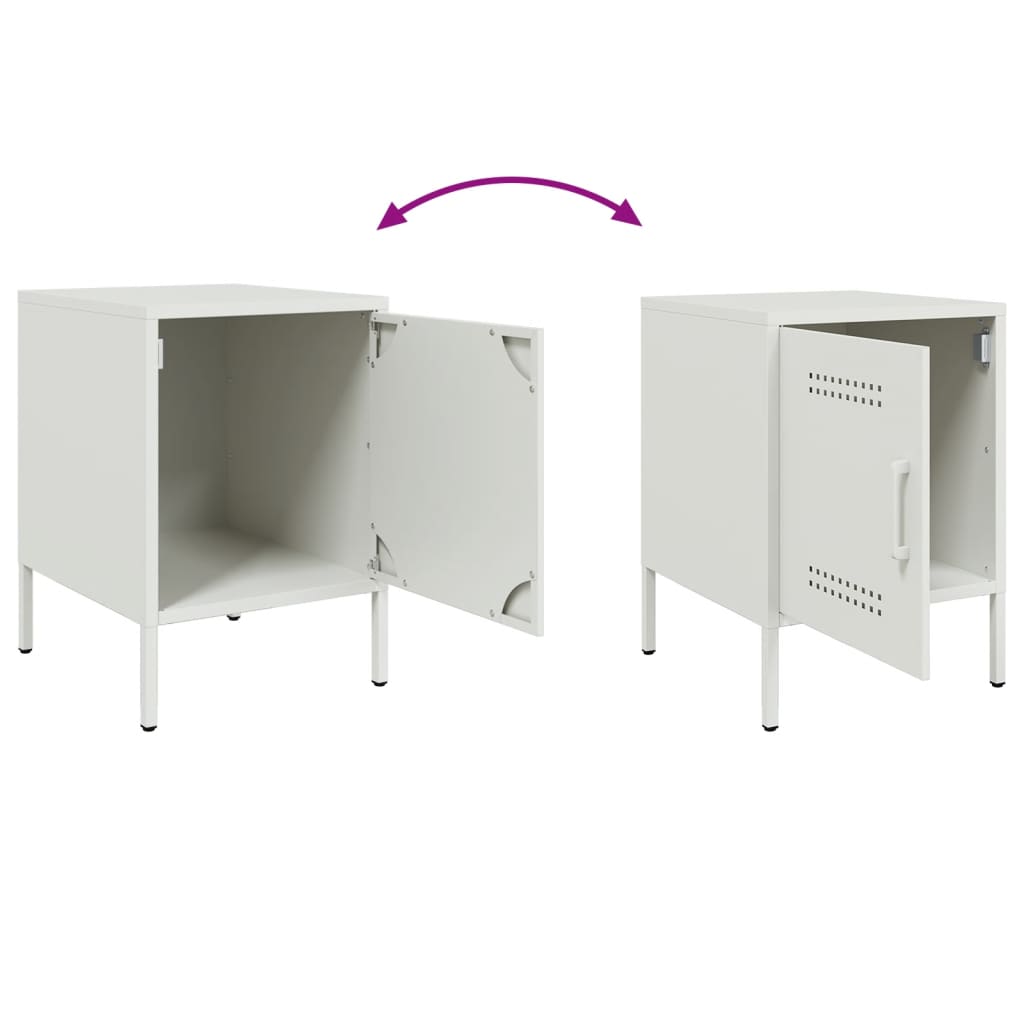 vidaXL Bedside Cabinets 2 pcs White 36x39x50.5 cm Steel