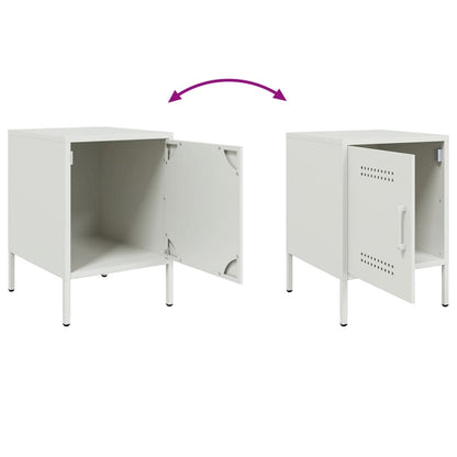 vidaXL Bedside Cabinets 2 pcs White 36x39x50.5 cm Steel