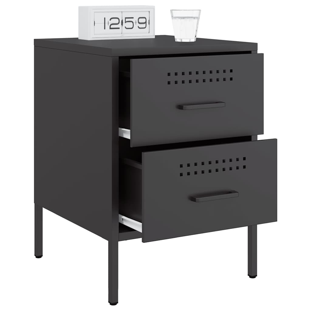vidaXL Bedside Cabinet Black 36x39x50.5 cm Steel