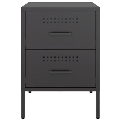 vidaXL Bedside Cabinet Black 36x39x50.5 cm Steel