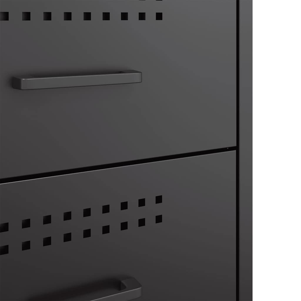 vidaXL Bedside Cabinet Black 36x39x50.5 cm Steel